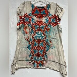 Apt. 9 Boho Aztec Feather Embellished Sharkbite Top XL
Southwest, Aztec, Western